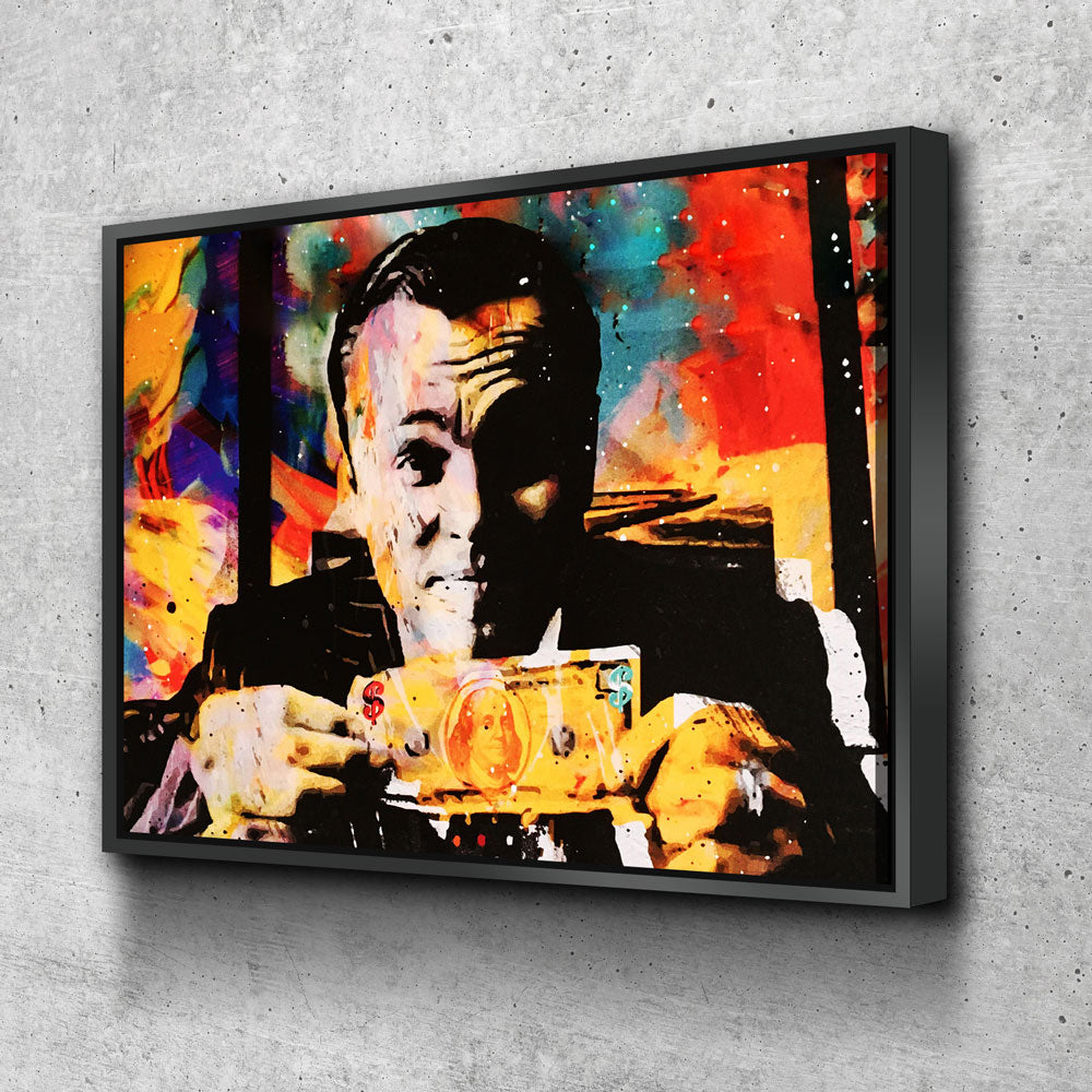 Wolf Of Wall Street Money Talks Abstract Canvas Wall Art, Invincible Wolf Wall Street