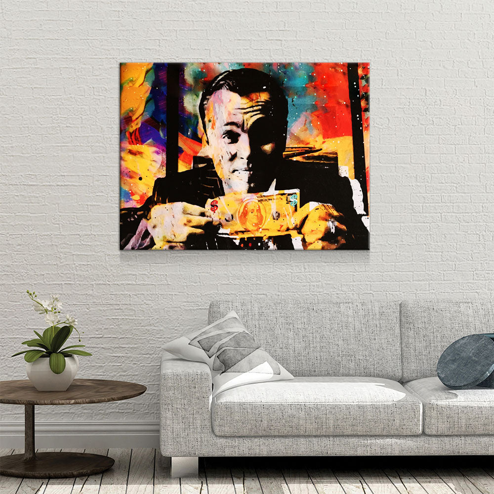 Wolf Of Wall Street Money Talks Abstract Canvas Wall Art, Invincible Wolf Wall Street