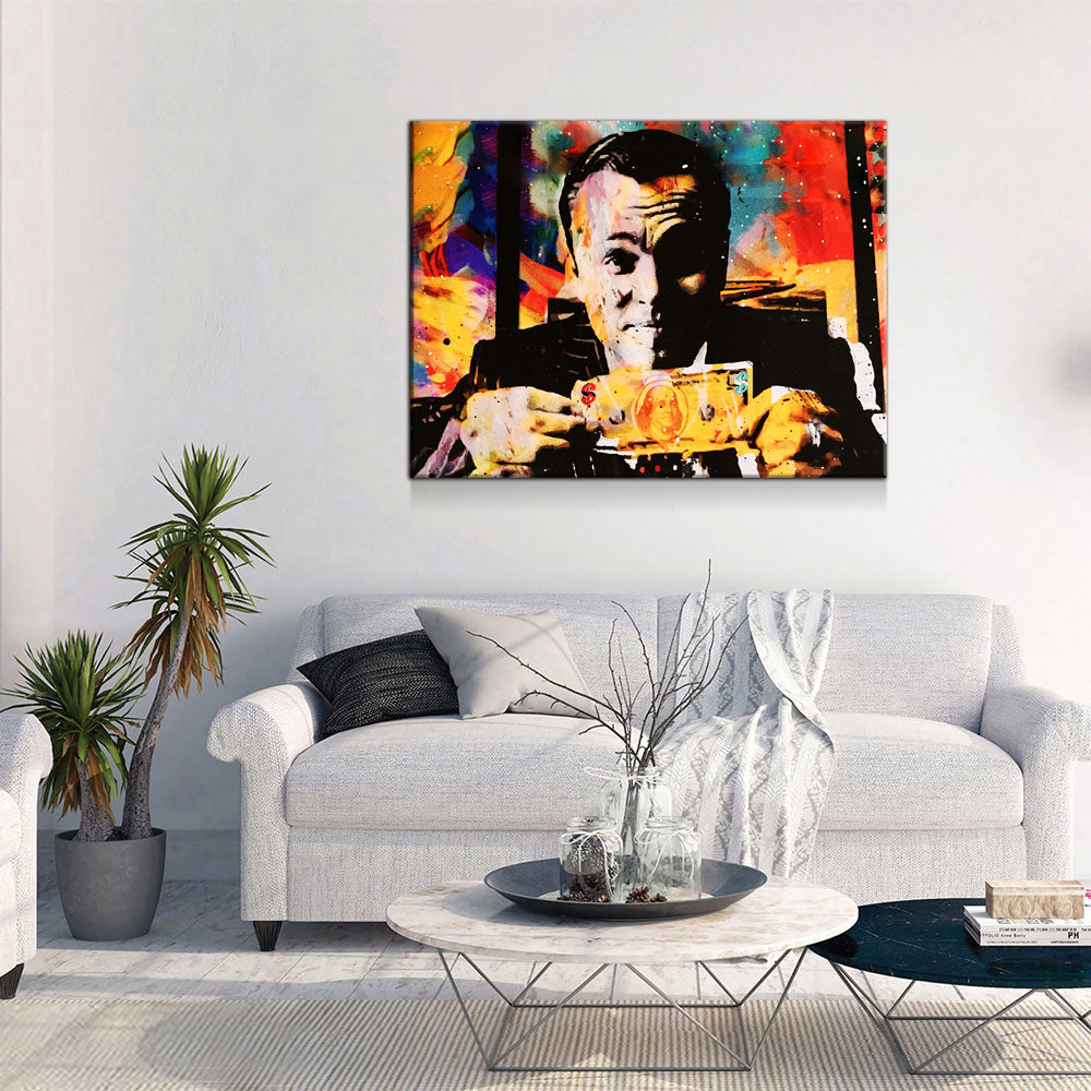 Wolf Of Wall Street Money Talks Abstract Canvas Wall Art, Invincible Wolf Wall Street