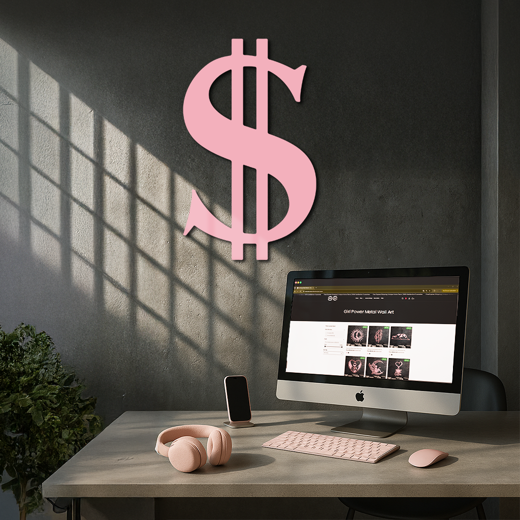 Dollar Sign Metal Wall Art – Money Symbol Modern Decor - KAFGP027