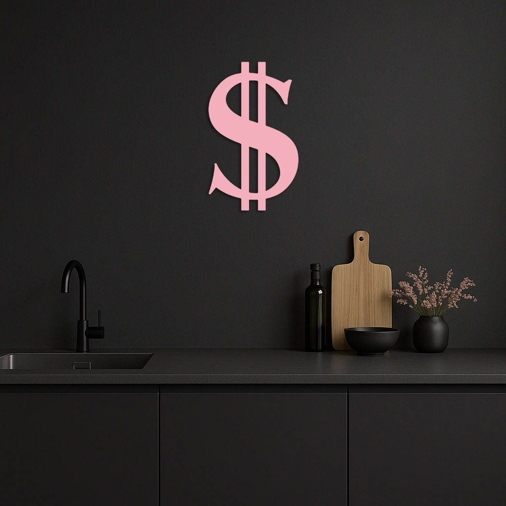 Dollar Sign Metal Wall Art – Money Symbol Modern Decor - KAFGP027