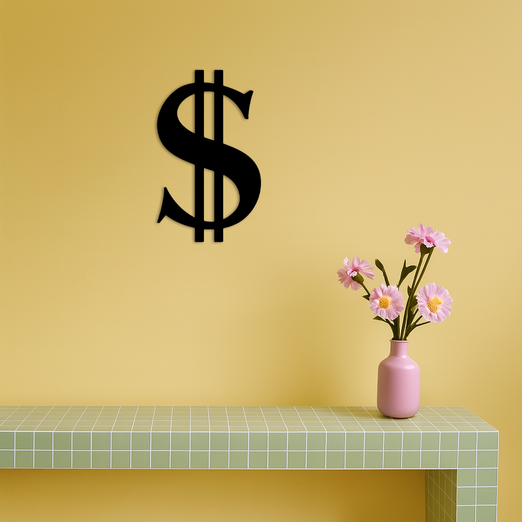 Dollar Sign Metal Wall Art – Money Symbol Modern Decor - KAFGP027