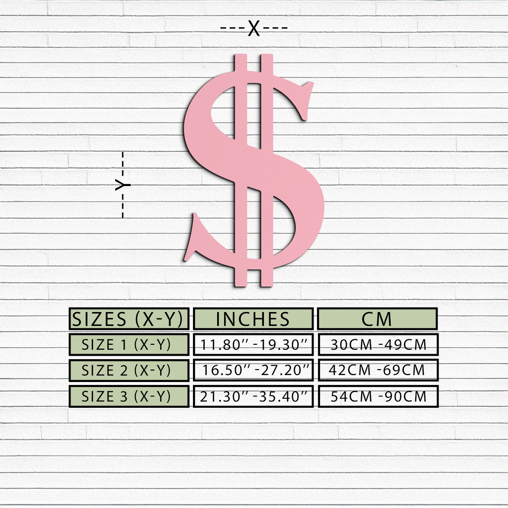 Dollar Sign Metal Wall Art – Money Symbol Modern Decor - KAFGP027