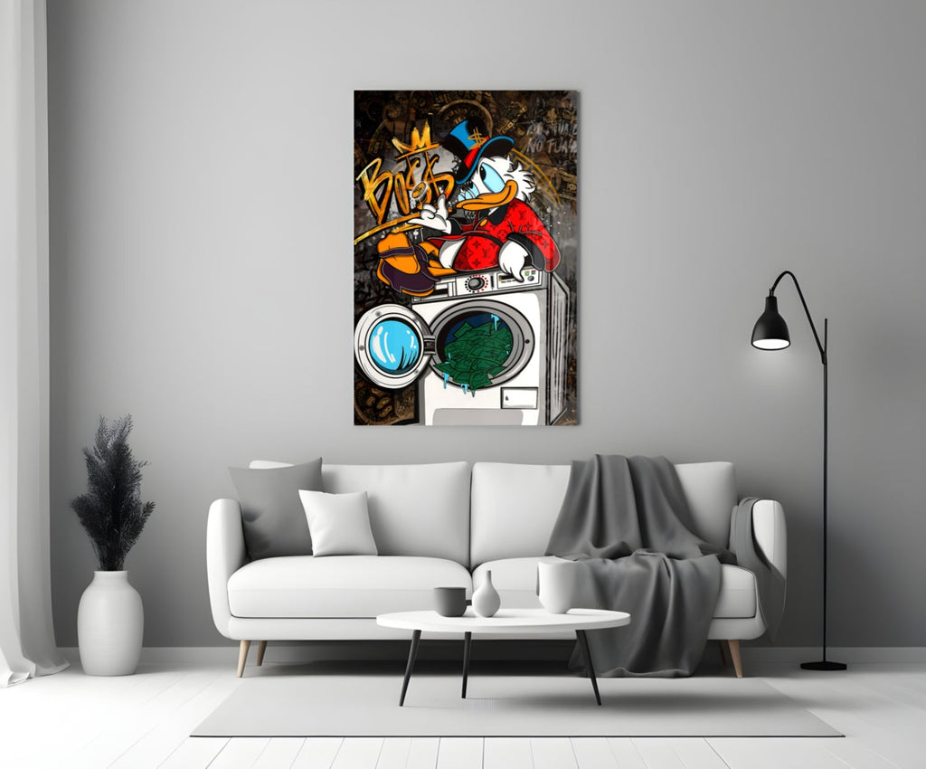 Scrooge's Money Laundering Glass Wall Art || Designer Collection
