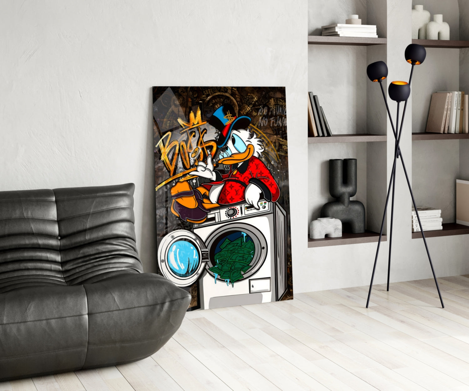 Scrooge's Money Laundering Glass Wall Art || Designer Collection