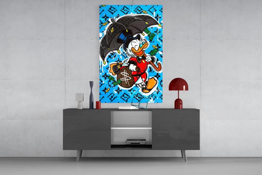 Scrooge's Money Rain Glass Wall Art || Designer Collection