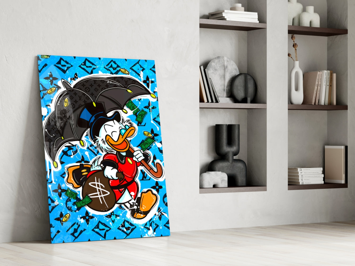 Scrooge's Money Rain Glass Wall Art || Designer Collection