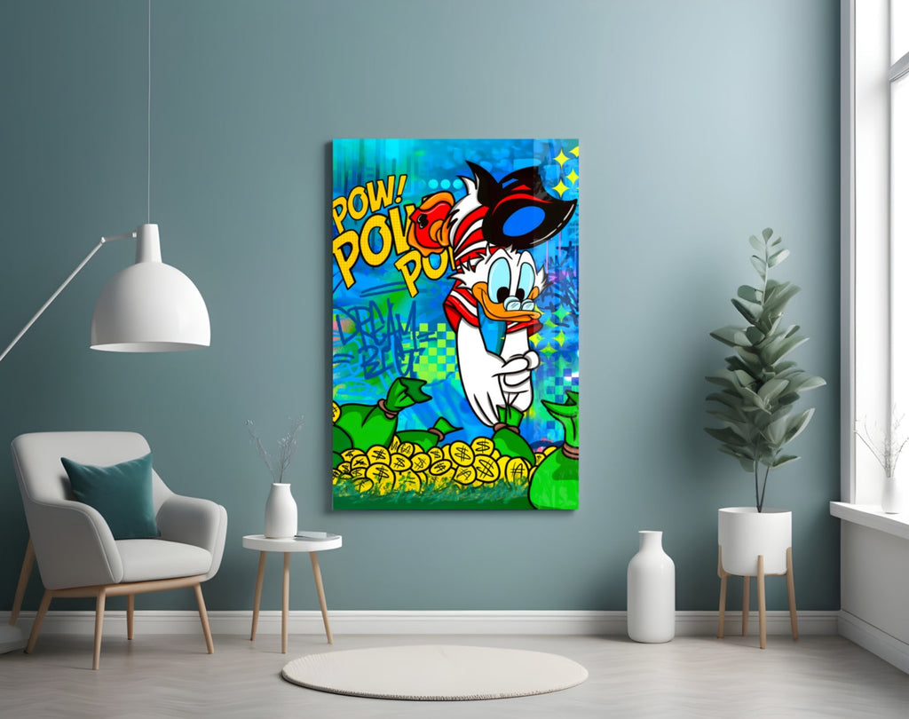Donald the Money Man Glass Wall Art || Designer Collection