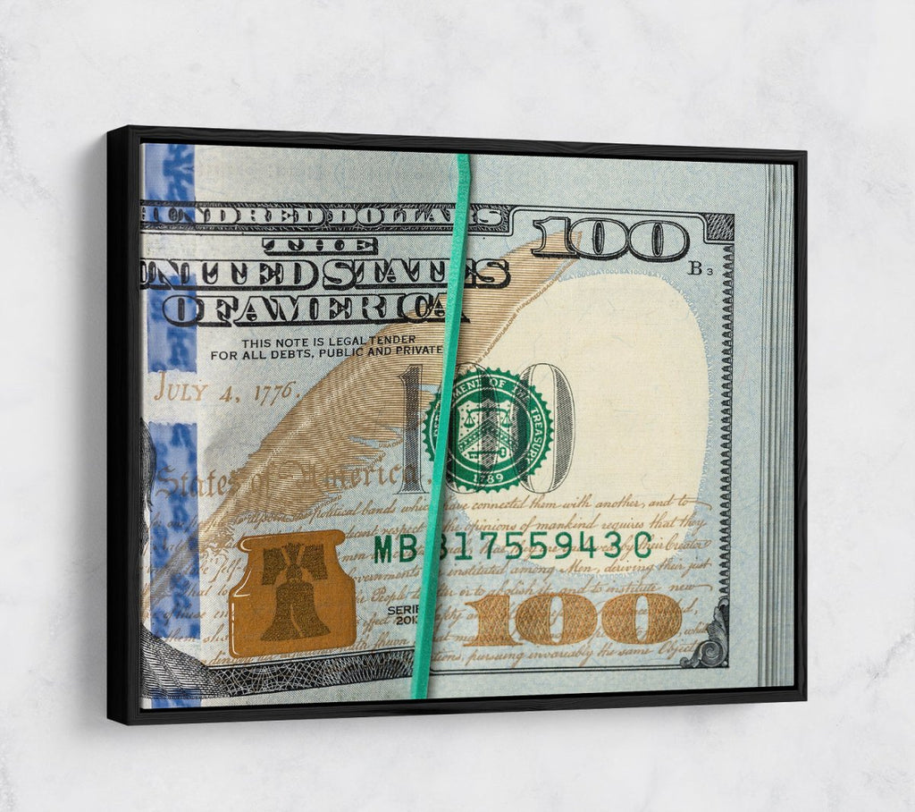 Bankroll Canvas Wall Art, Ben Franklin Money Art