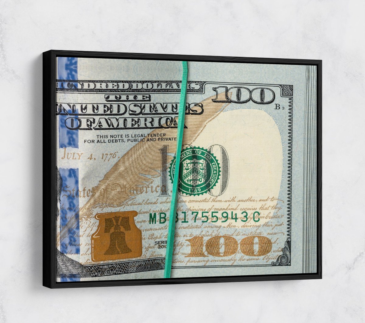 Bankroll Canvas Wall Art, Ben Franklin Money Art