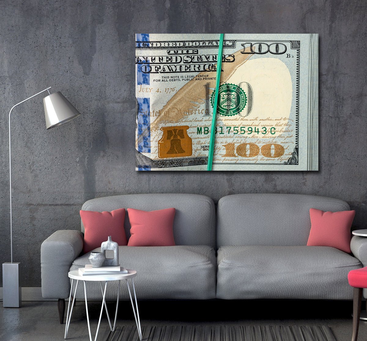 Bankroll Canvas Wall Art, Ben Franklin Money Art