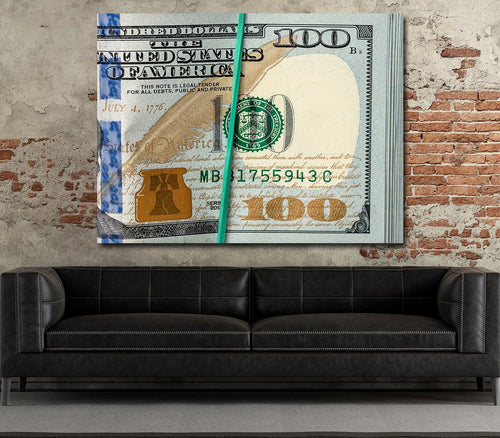 Bankroll Canvas Wall Art, Ben Franklin Money Art