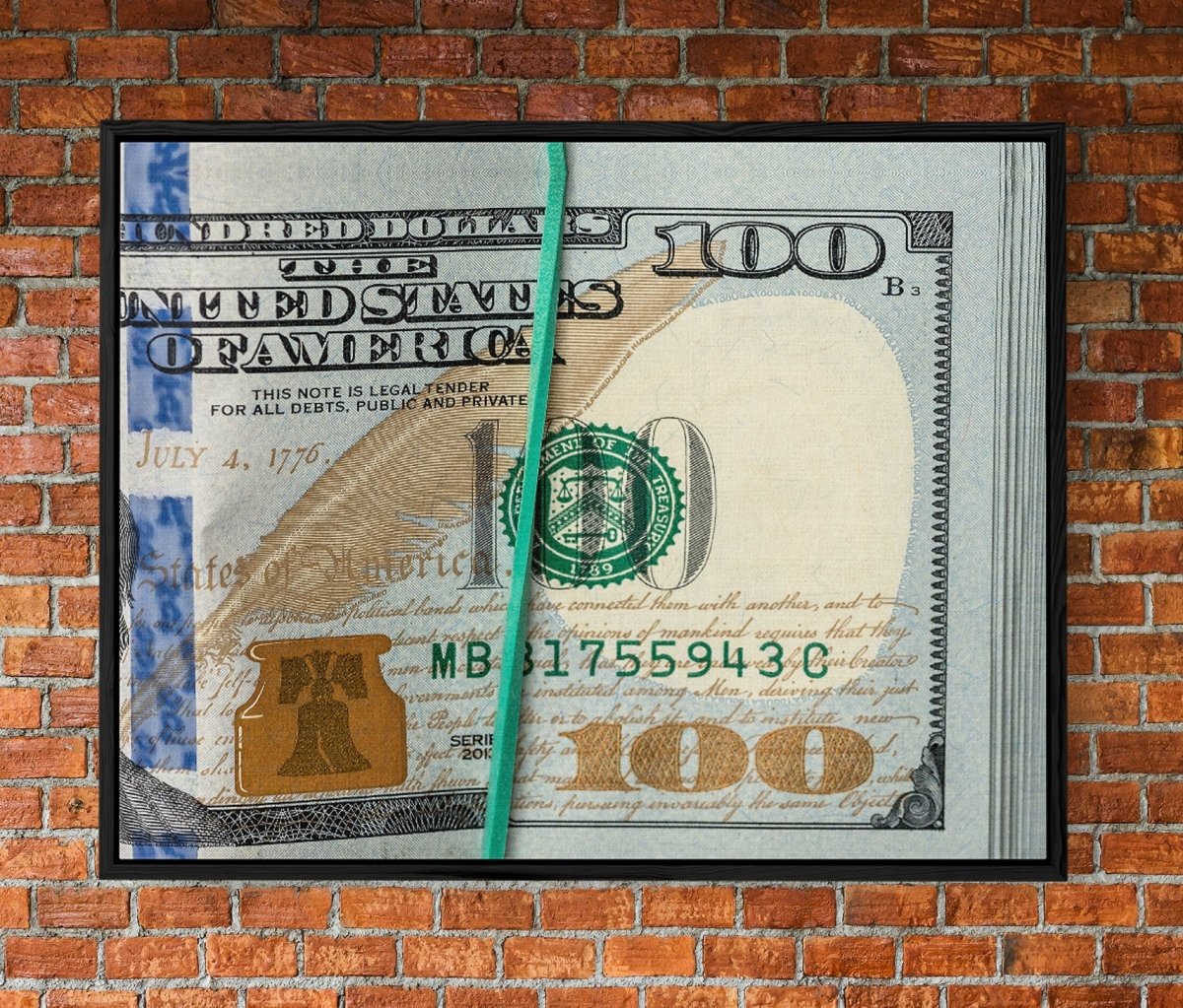 Bankroll Canvas Wall Art, Ben Franklin Money Art