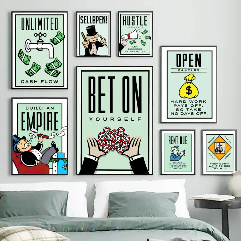 DecorBites™ Monopoly Millionaire Cartoon Canvas Wall Art