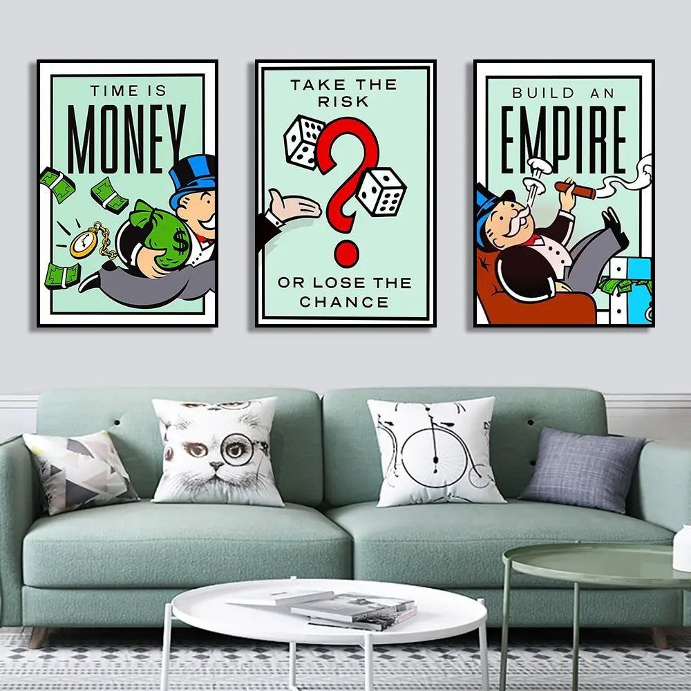 DecorBites™ Monopoly Millionaire Cartoon Canvas Wall Art