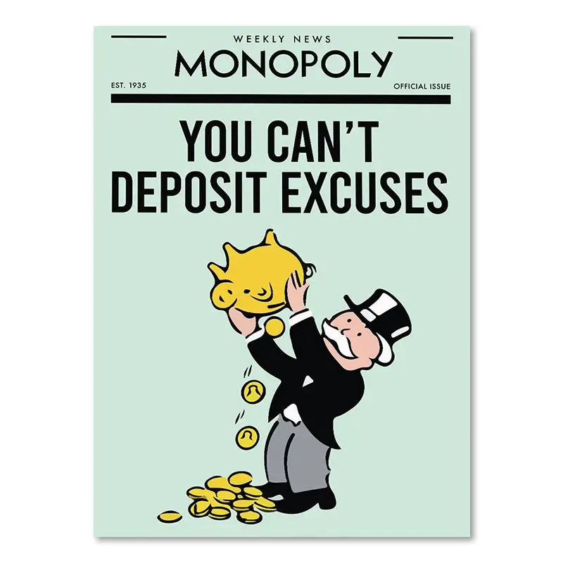 DecorBites™ Monopoly Millionaire Cartoon Canvas Wall Art