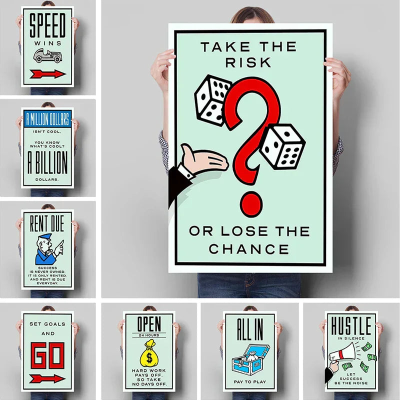 DecorBites™ Monopoly Millionaire Cartoon Canvas Wall Art