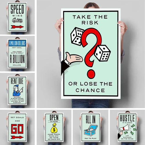 DecorBites™ Monopoly Millionaire Cartoon Canvas Wall Art