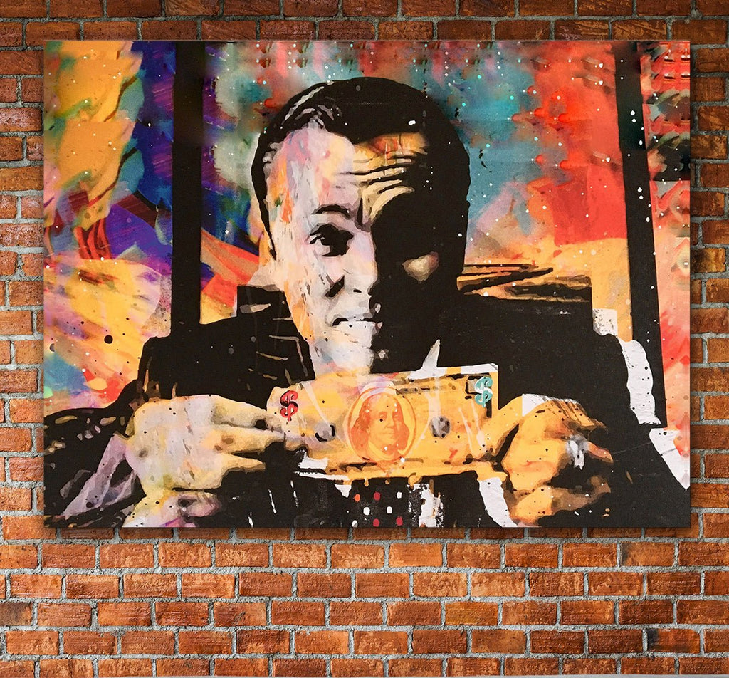 Wolf Of Wall Street Money Talks Abstract Canvas Wall Art, Invincible Wolf Wall Street